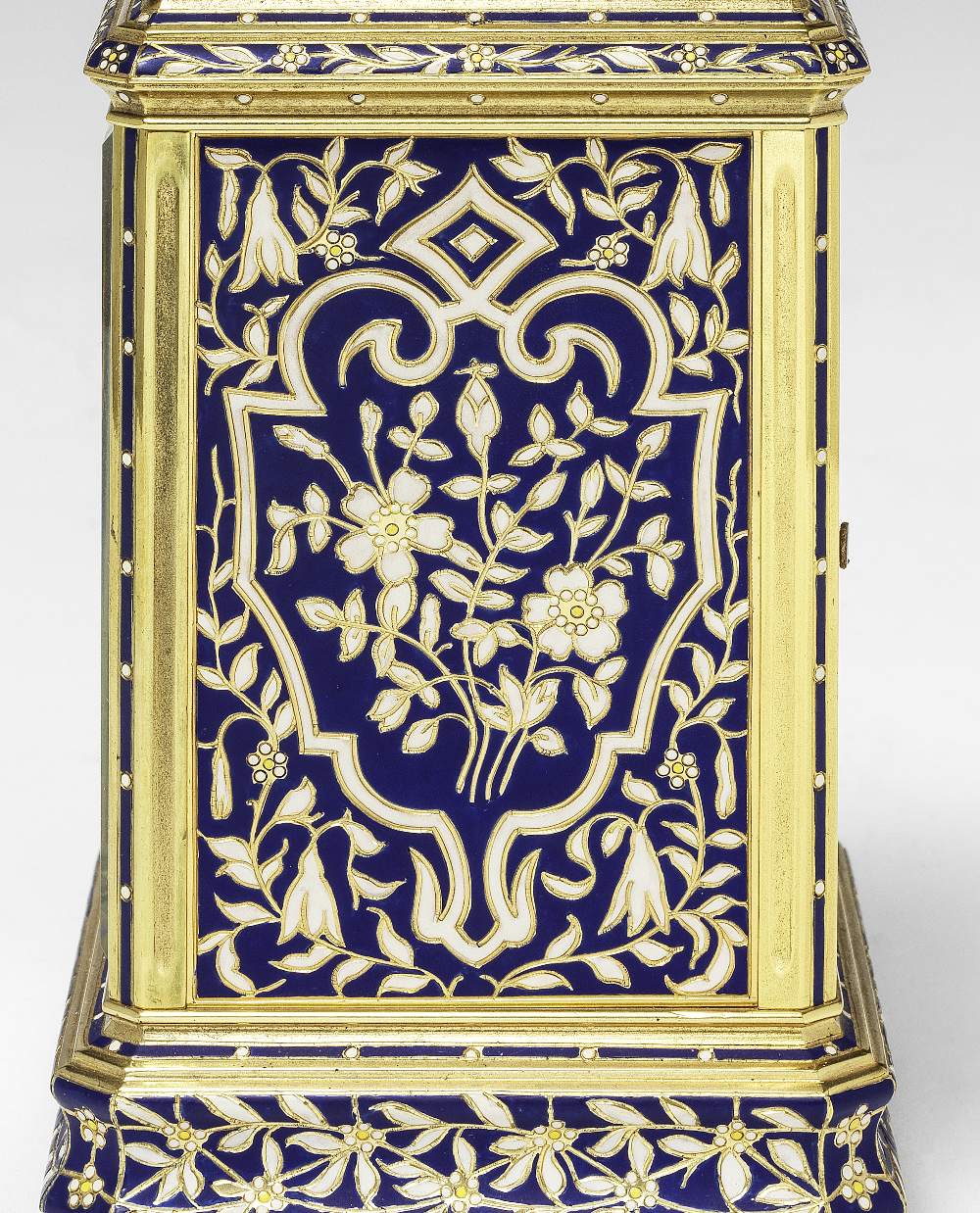 A fine and rare late 19th Century French blue and white enamel decorated carriage clock Margaine... - Image 2 of 2