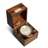 A rare mid-19th century Canadian brass-strung mahogany two-day marine chronometer with Lund-type ...