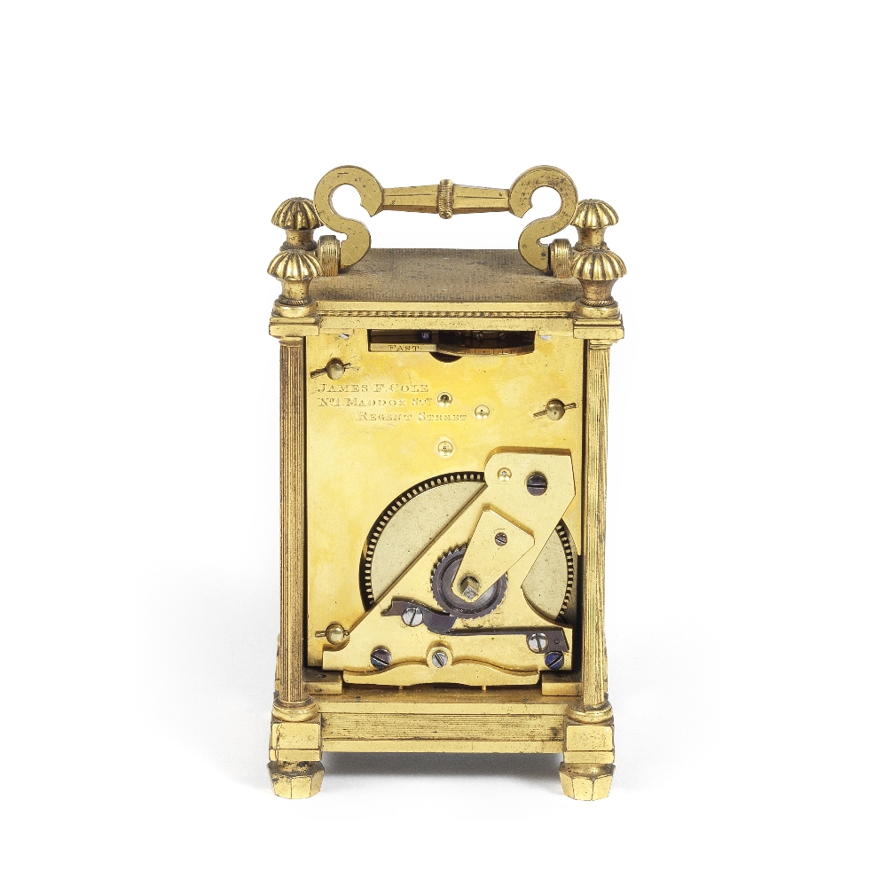 A fine and rare second quarter of the 19th century gilt brass carriage timepiece James F. Cole, N... - Image 2 of 2