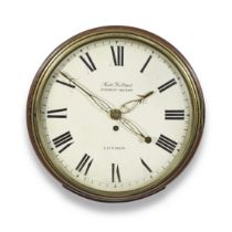 An early 19th Century mahogany wall timepiece with 12 inch painted wooden dial Robert Kellond, Fi...