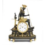 A fine and rare early 19th century French Gilt and Patinated bronze Pendule L'amerique after Deve...