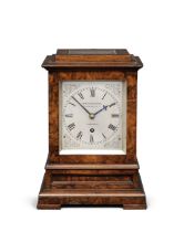 A good late 19th century burr walnut four-glass library timepiece Birch and Gaydon, 172 Fenchurch...