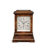 A good late 19th century burr walnut four-glass library timepiece Birch and Gaydon, 172 Fenchurch...