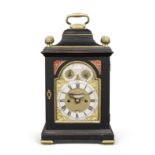 A good and rare late 18th century brass-mounted ebonised quarter repeating small bracket clock He...