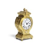 An exceptionally rare and very fine early 18th century French ormolu travelling clock with choice...