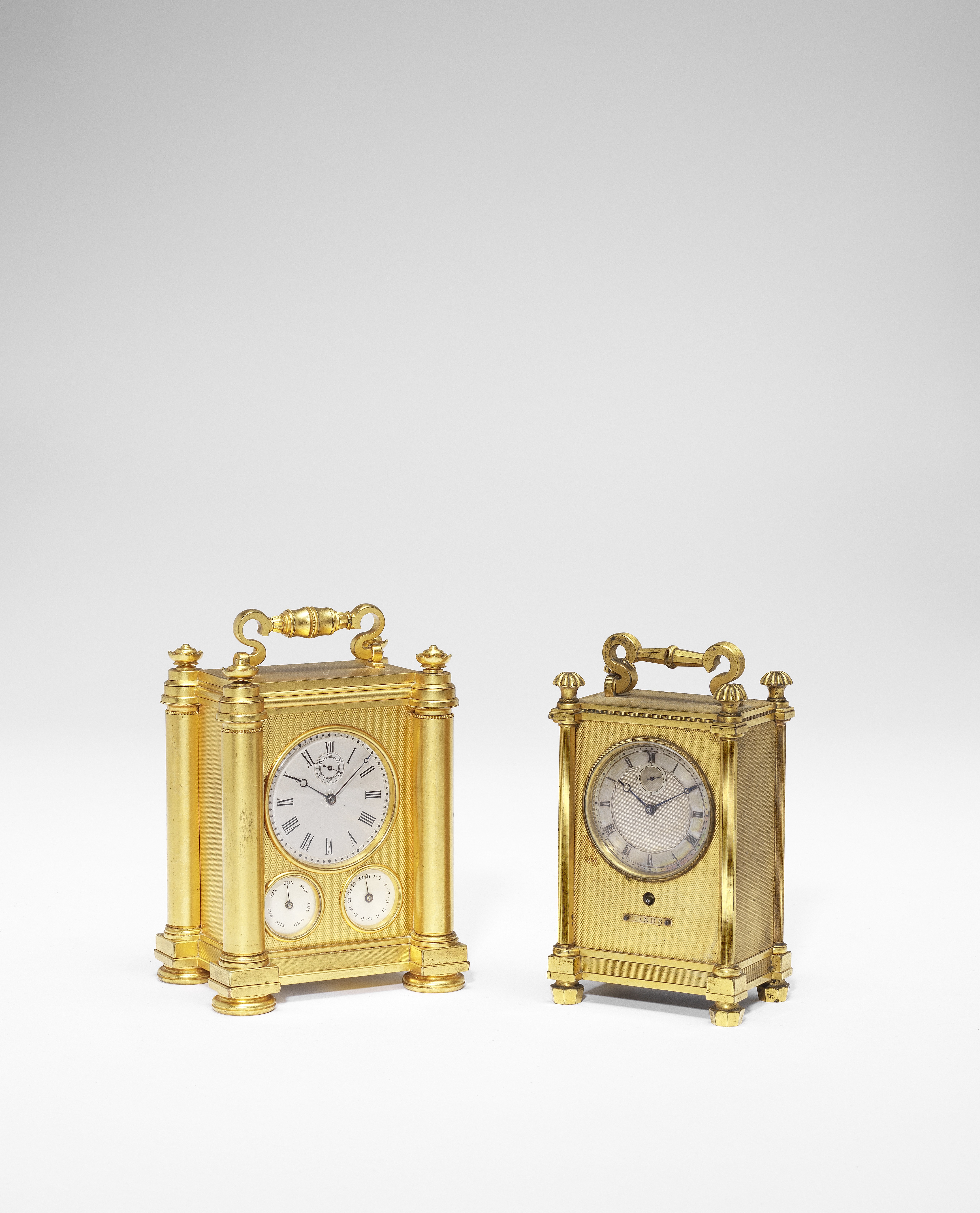A fine and rare second quarter of the 19th century gilt brass carriage timepiece James F. Cole, N...