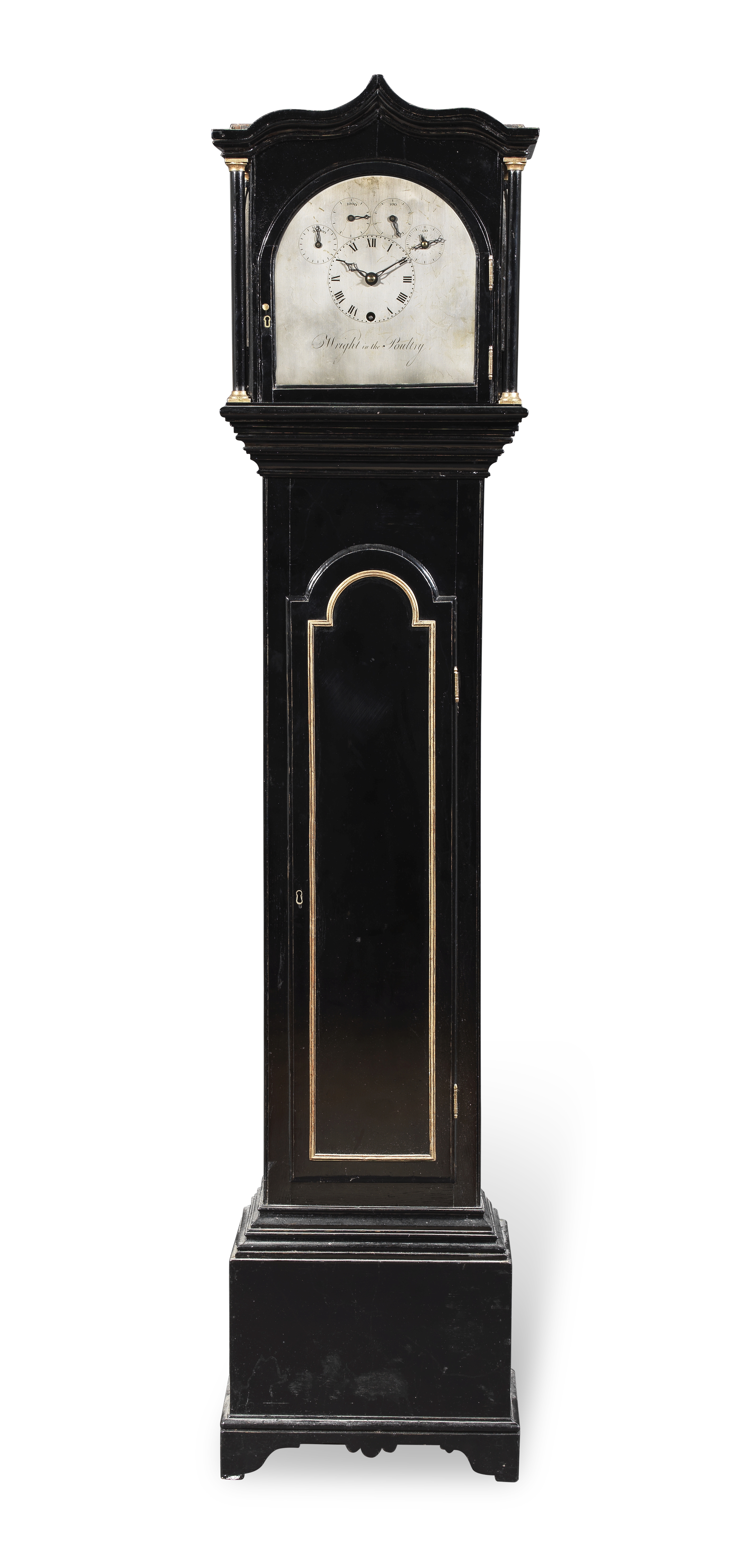 A unique and extremely interesting late 18th century ebonised longcase timepiece with additional ...