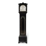 A unique and extremely interesting late 18th century ebonised longcase timepiece with additional ...
