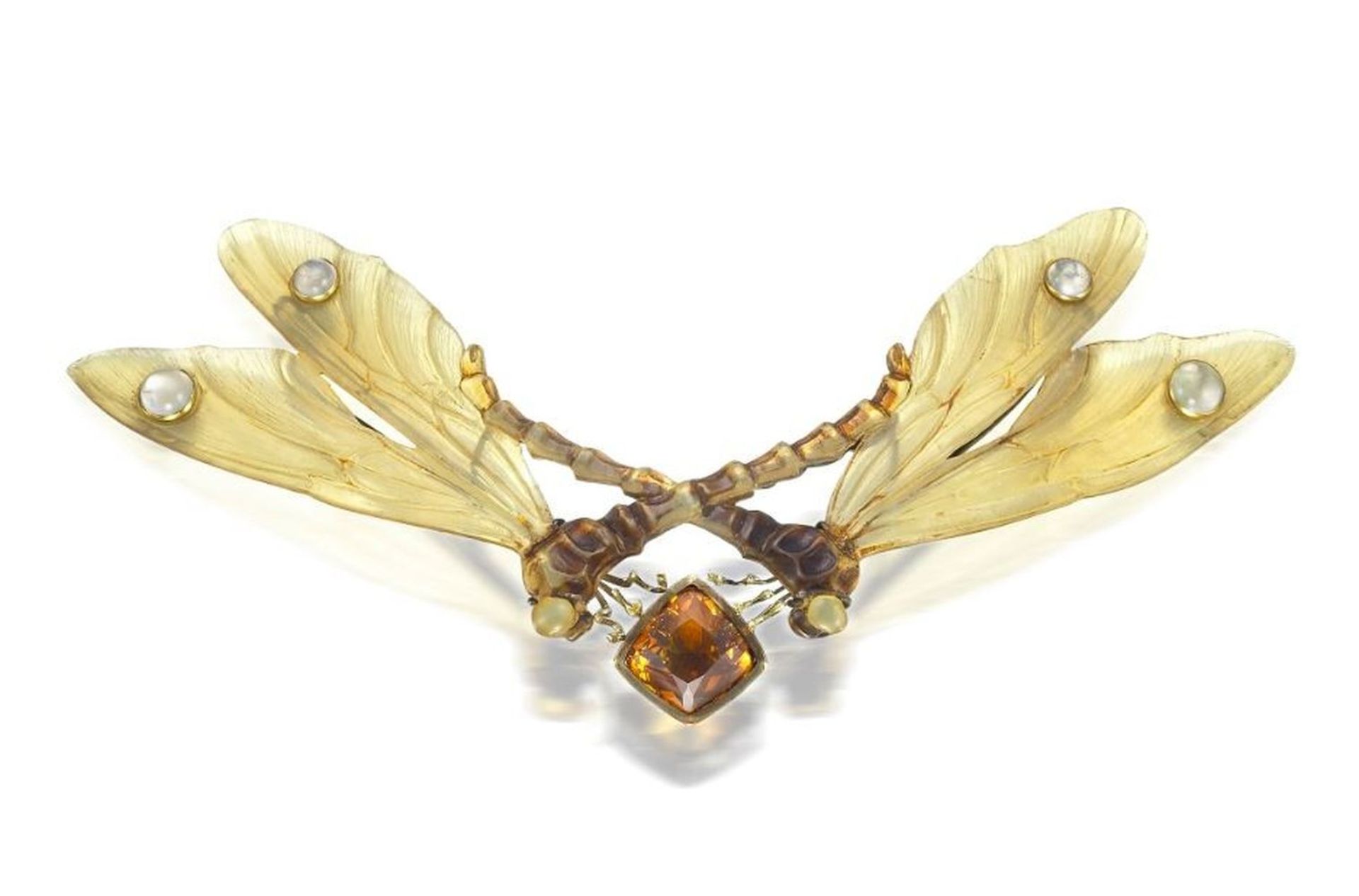 R. Leclerc Art Nouveau dragonfly gem-set hair ornament, circa 1900