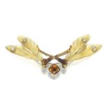 R. Leclerc Art Nouveau dragonfly gem-set hair ornament, circa 1900