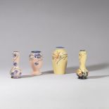 William Moorcroft for Macintyre Four 'Florian Ware' miniature vases, circa 1905