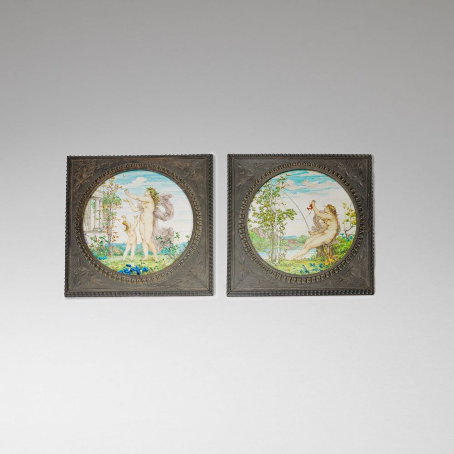 Th&#233;odore Deck and Joseph-Victor Ranvier Two pictorial ceramic plaques, 1867