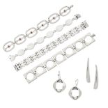 Georg Jensen Four bracelets (design nos. 103, 171, 247 and 296) and two pairs of earrings (design...