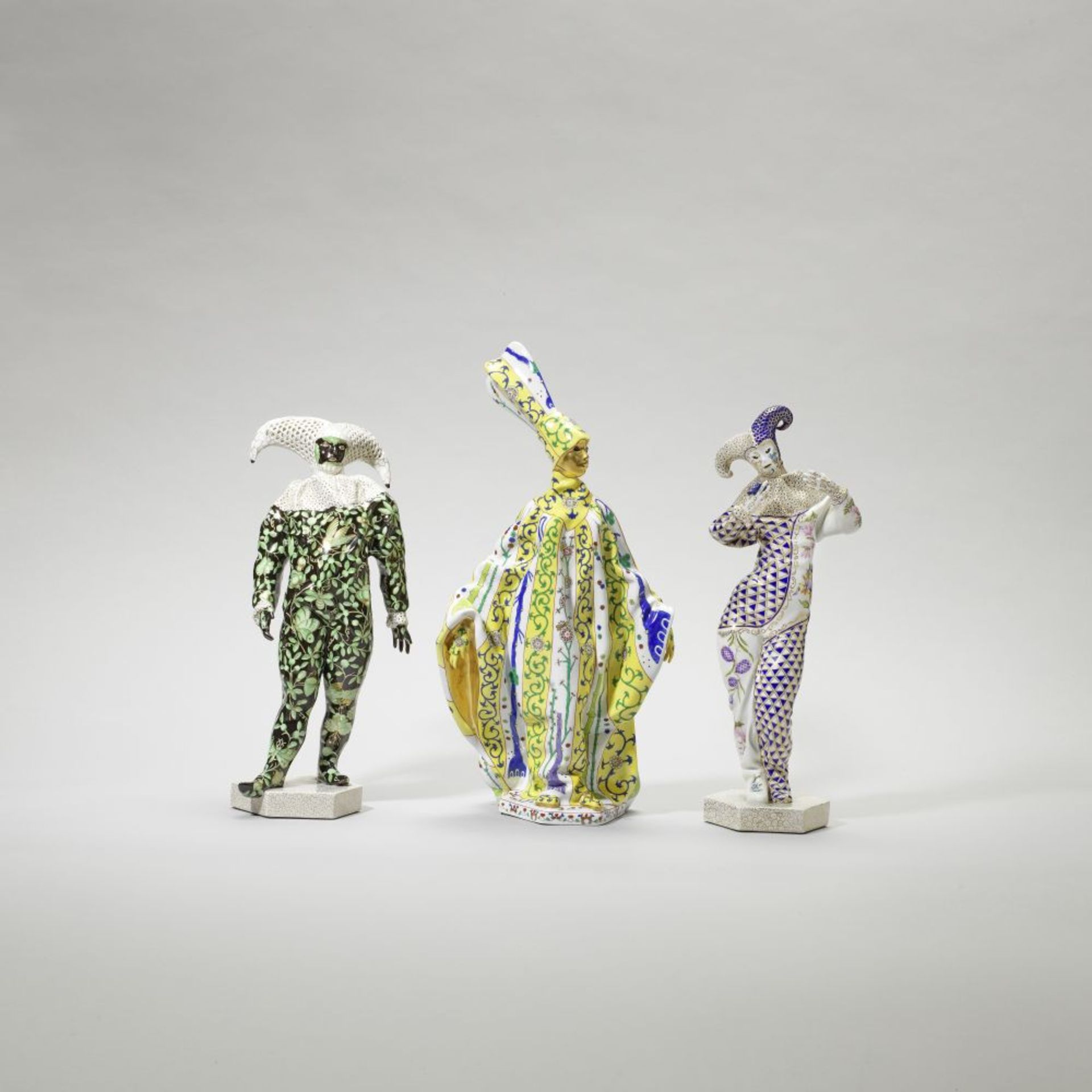 Imre Schrammel for Herend Three carnival figures, 21st century