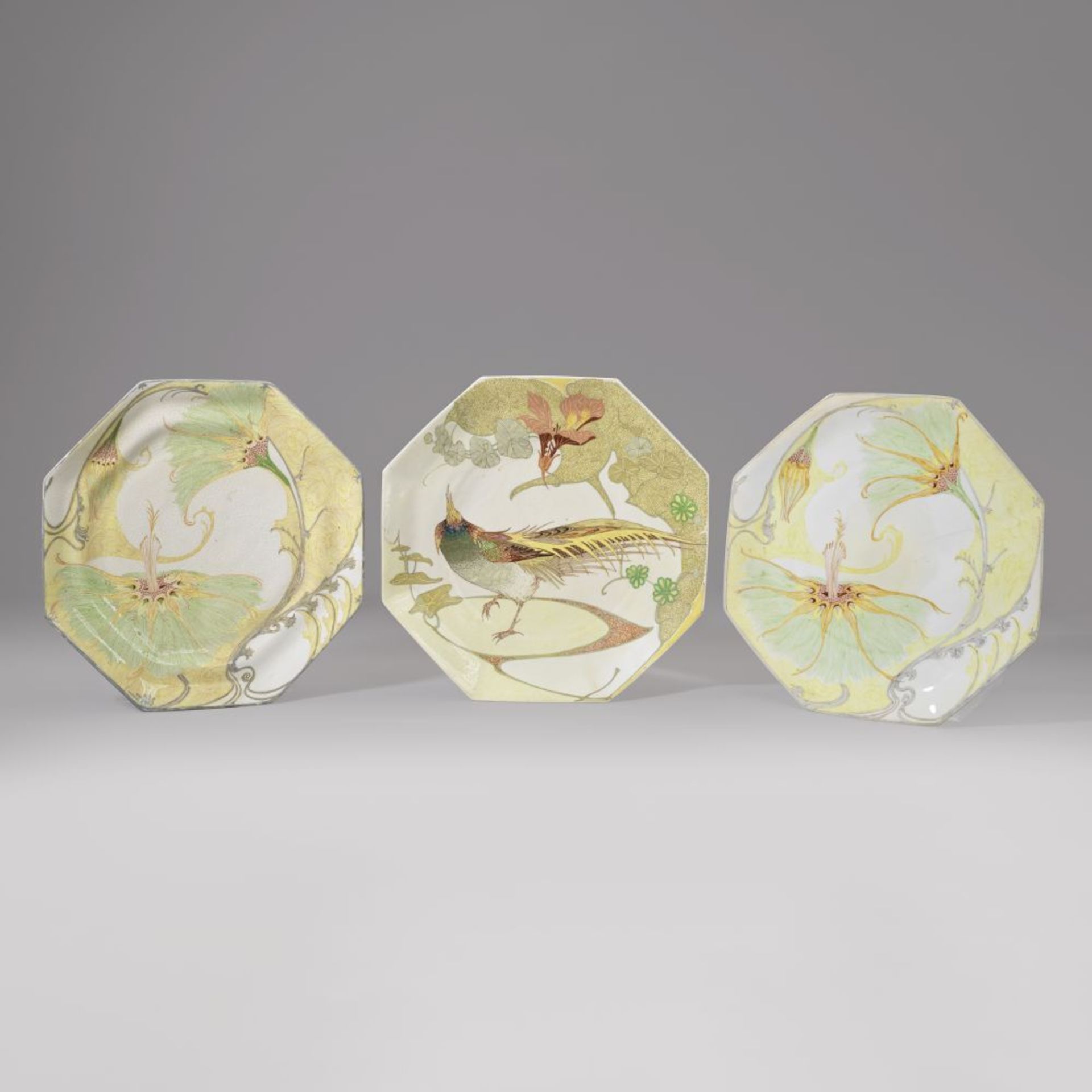 Rozenburg Three octagonal plates, 1901-1902