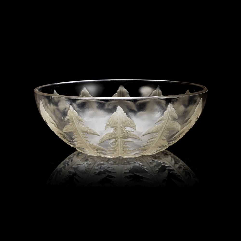Ren&#233; Lalique Four bowls 'Pissenlit', 'Chantilly', 'Chicor&#233;e' and one with leaf design (...