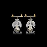 Lalique Pair of table lamps with birds, early 21st Century