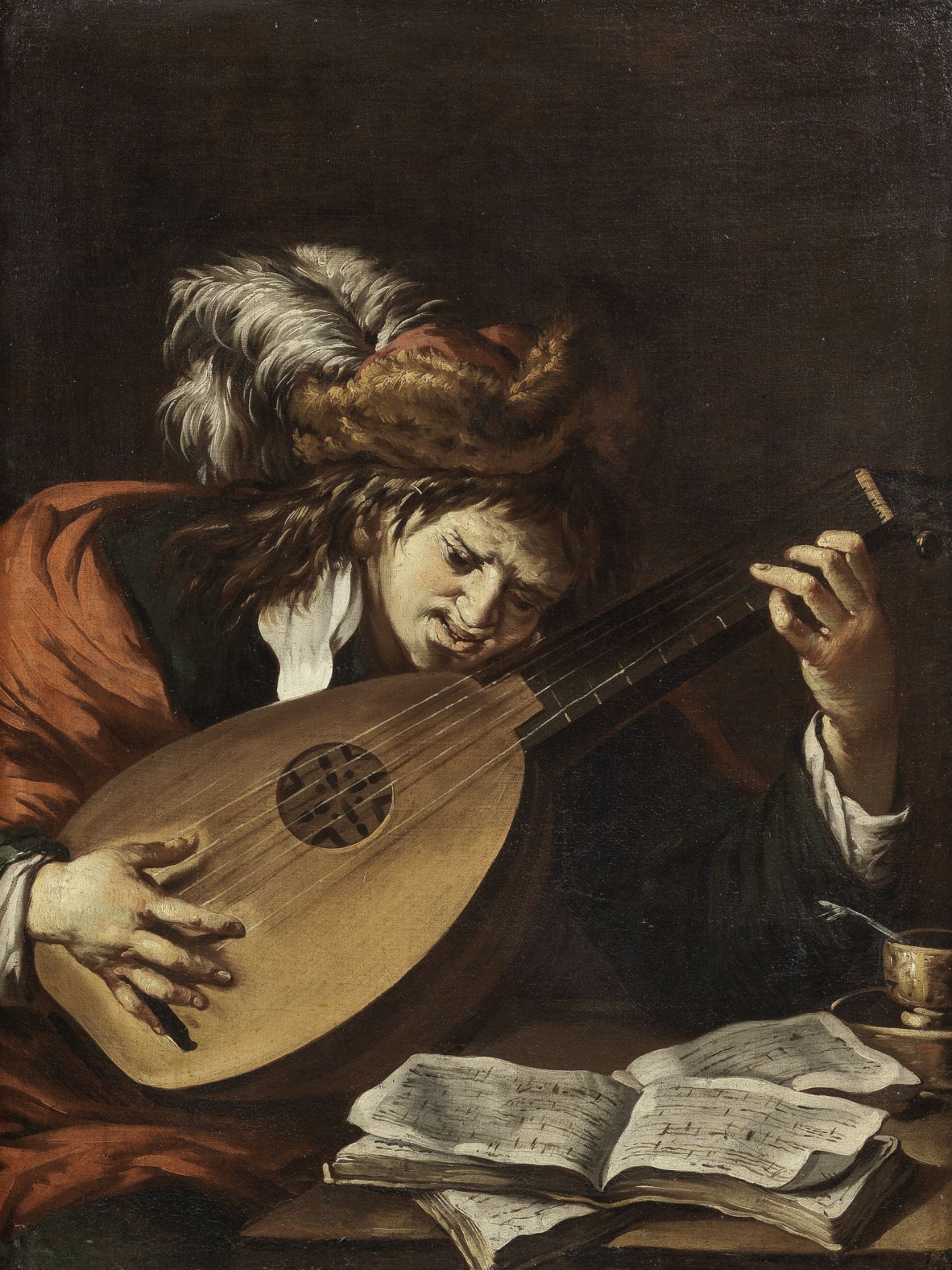 Attributed to Claude Vignon (Tours 1593-1670 Paris) A lute player