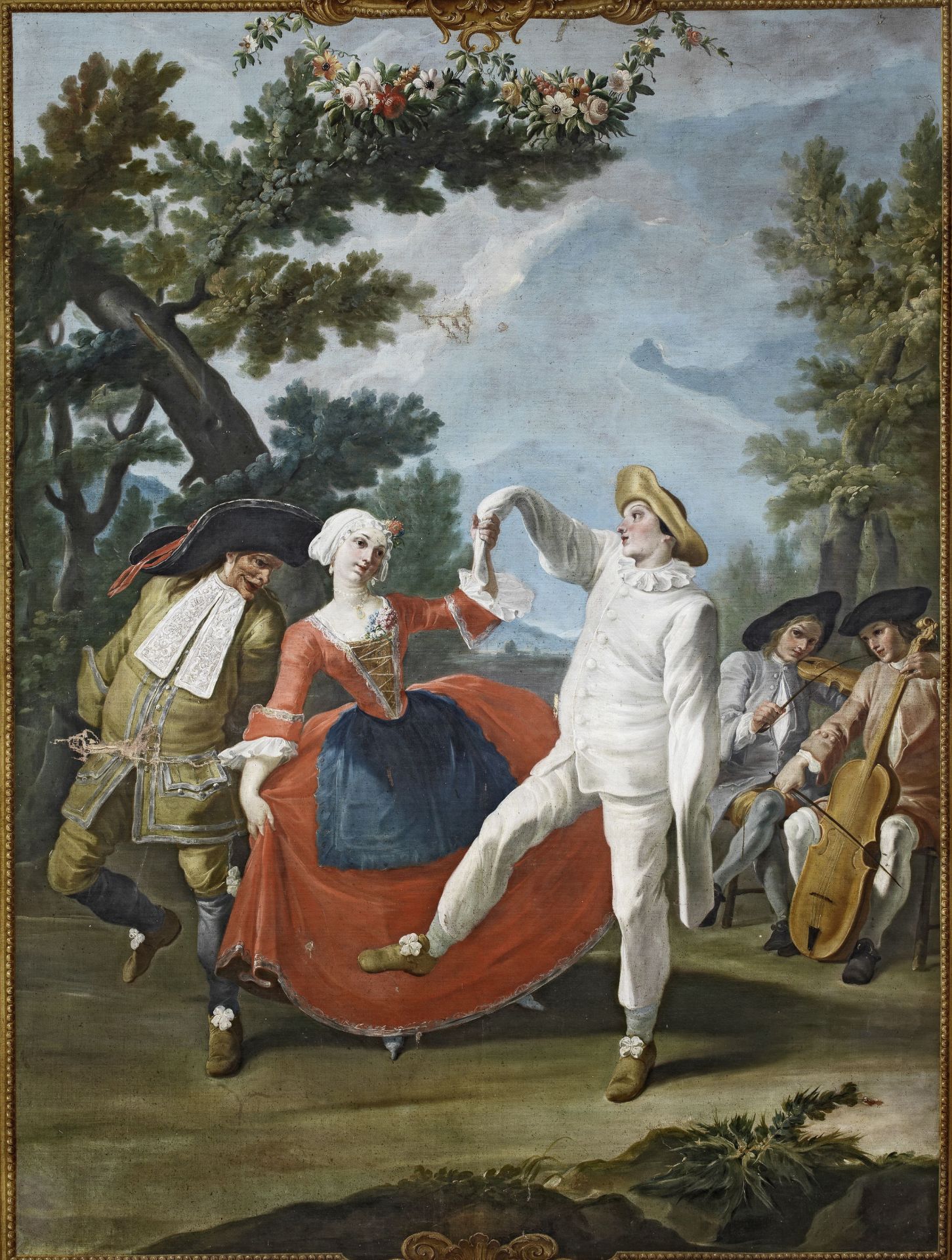 Attributed to Filippo Falciatore (Naples 1718-1768) Figures from the Commedia dell'arte dancing