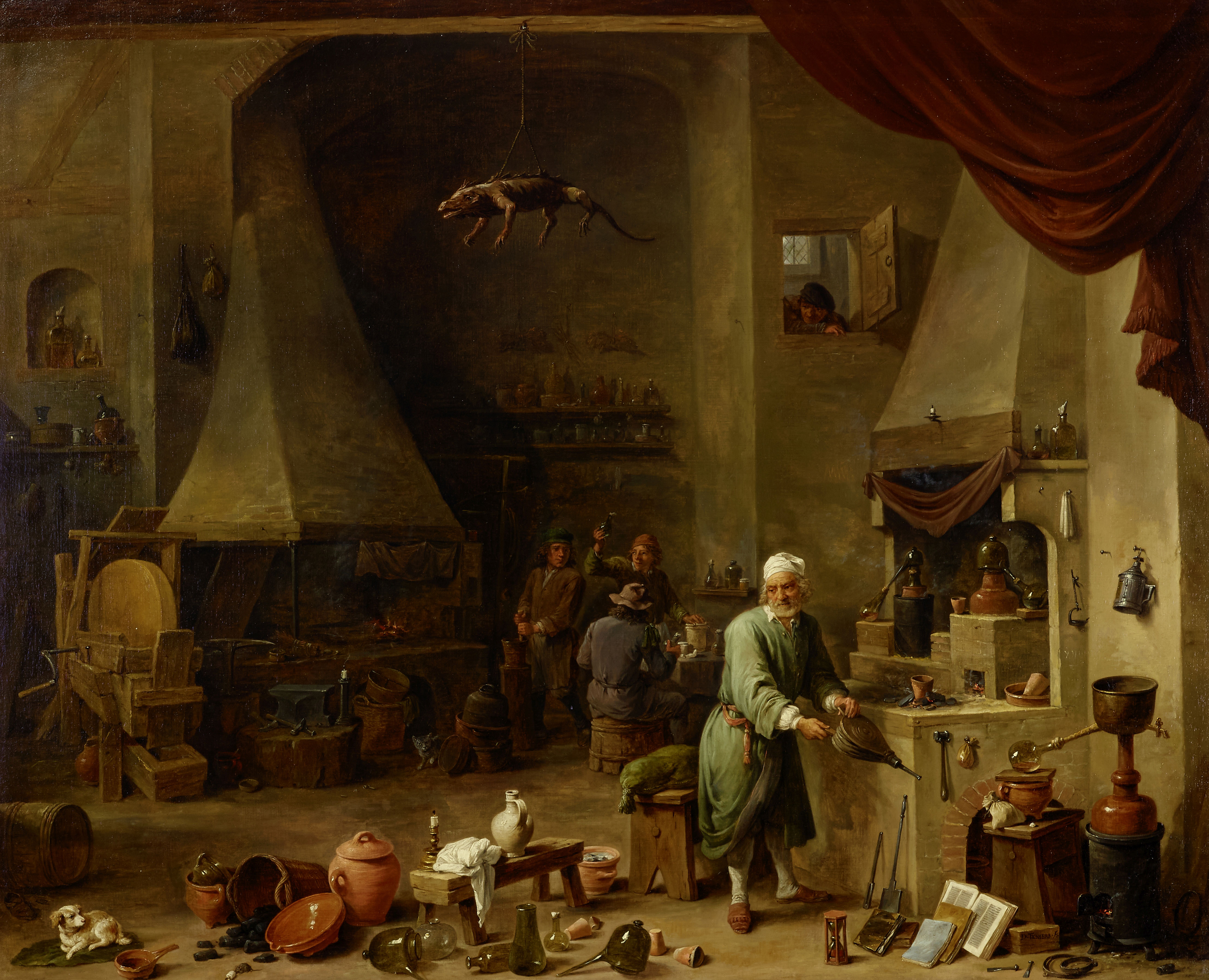 David Teniers the Younger (Antwerp 1610-1690 Brussels) Interior of a laboratory with an Alchemist...