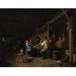 Hendrick Martensz. Sorgh (Rotterdam circa 1610-1670) A tavern interior with peasants drinking and...