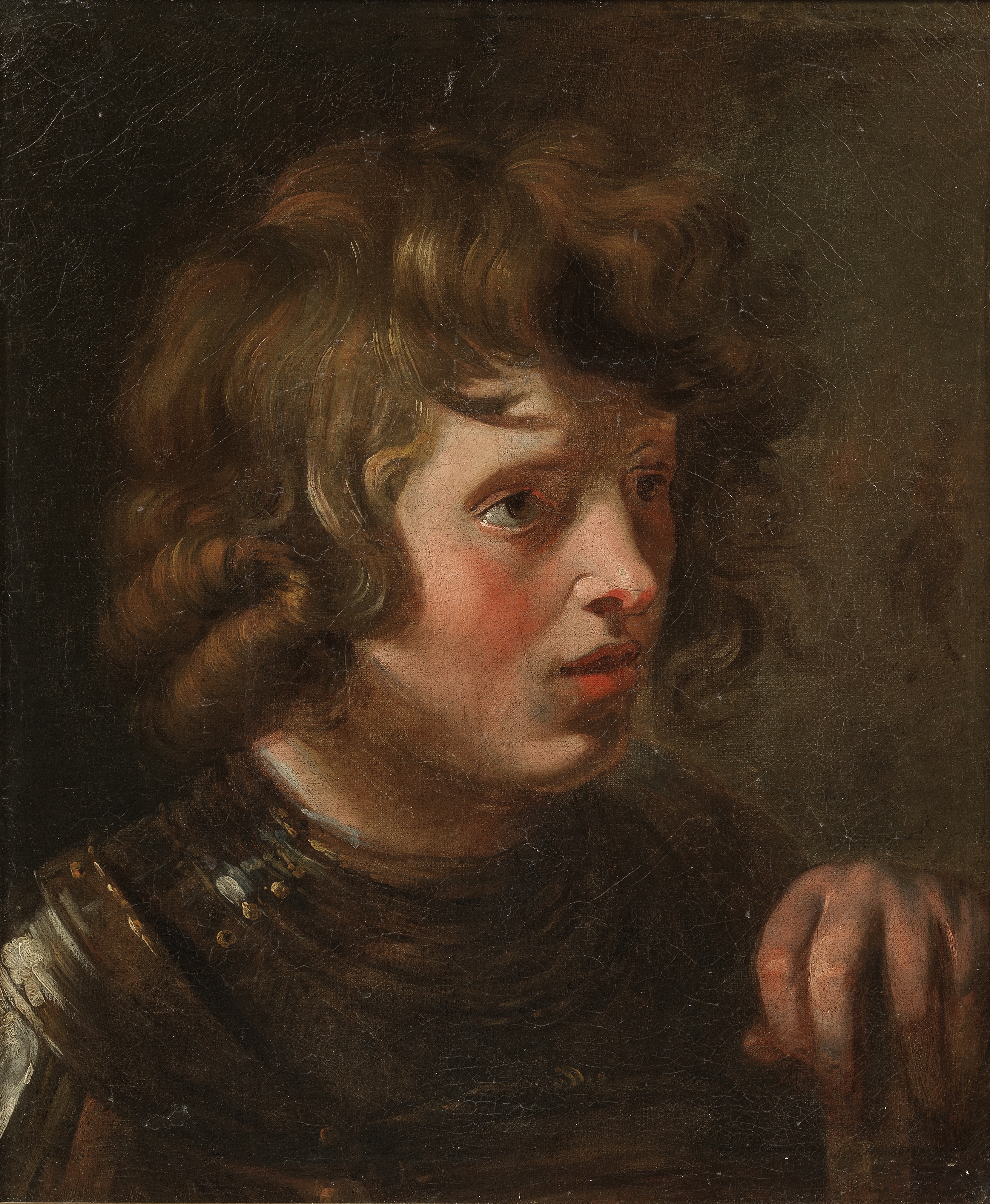 Follower of Sir Peter Paul Rubens (Siegen 1577-1640 Antwerp) The head of a young man in armour