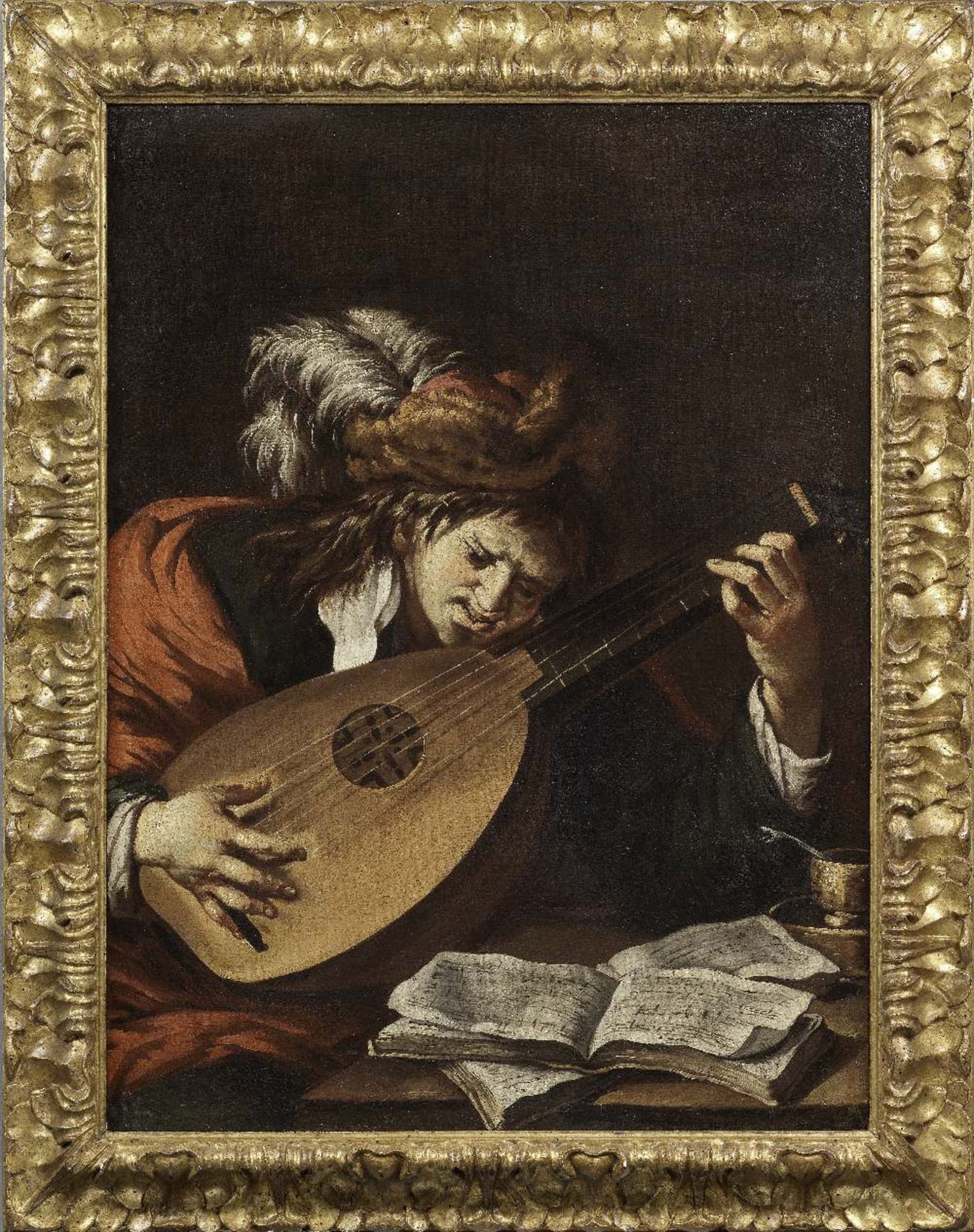 Attributed to Claude Vignon (Tours 1593-1670 Paris) A lute player - Image 2 of 3