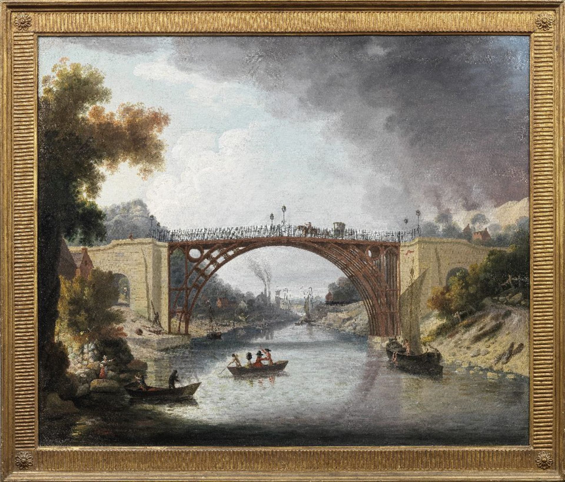 William Williams (Norwich 1727-1797 Bristol) The Iron bridge at Colebrookdale - Image 2 of 3