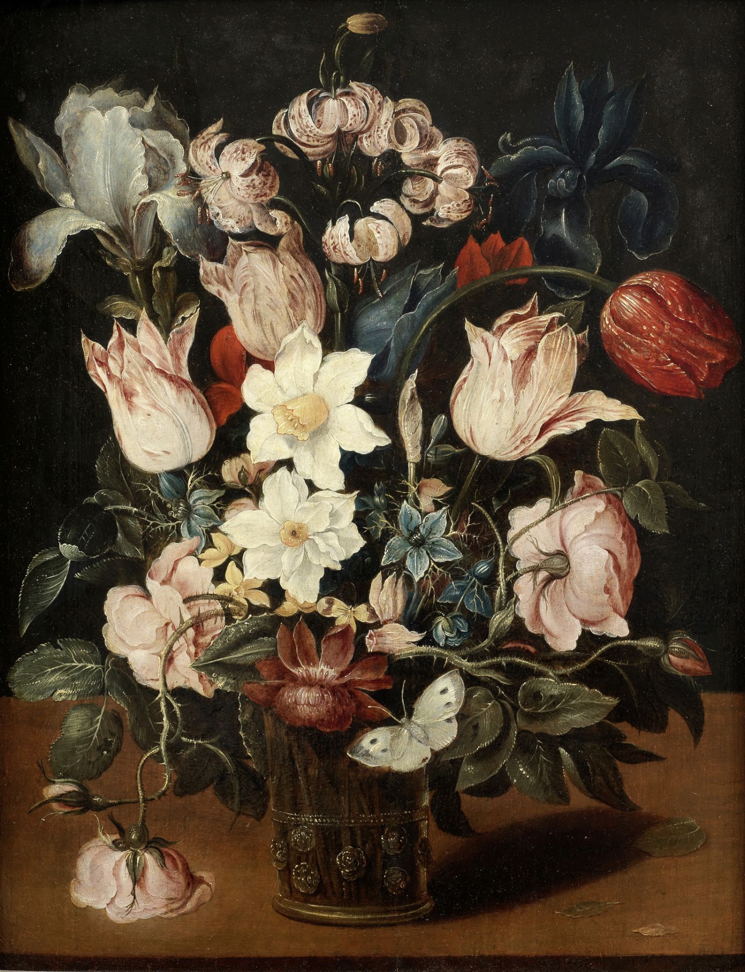 Studio of Osias Beert the Elder (Antwerp circa 1580-1623) Tulips, narcissi, an iris and other flo...