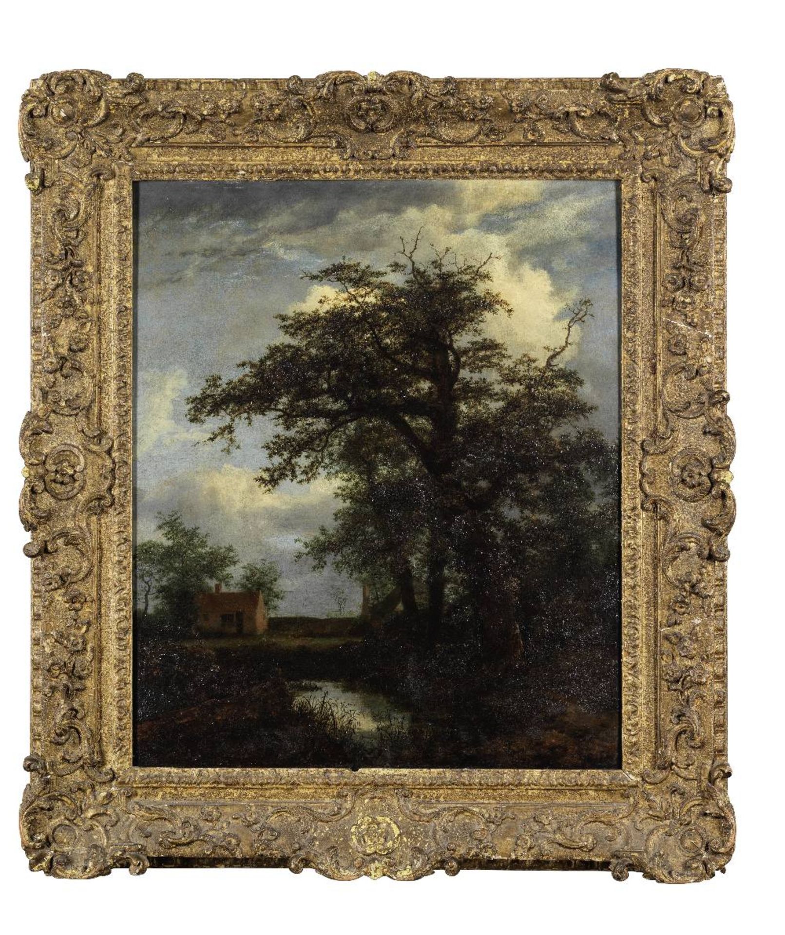 Jacob van Ruisdael (Haarlem circa 1628-1682) A wooded landscape with an oak tree, pond and houses... - Bild 3 aus 3