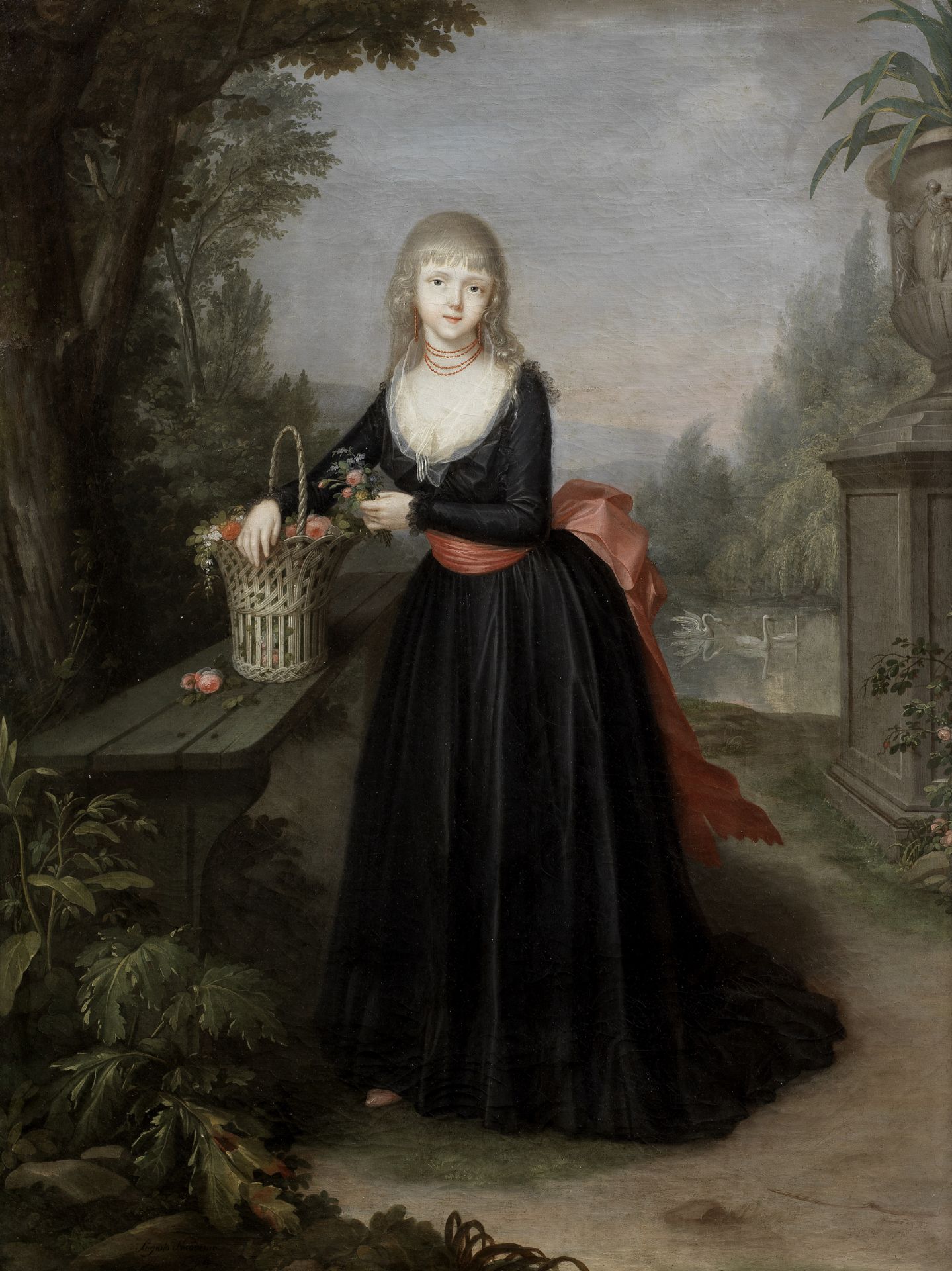 Augusto Nicodemo (active Italy, 1763- late 18th Century) Portrait of a young lady in the grounds ...