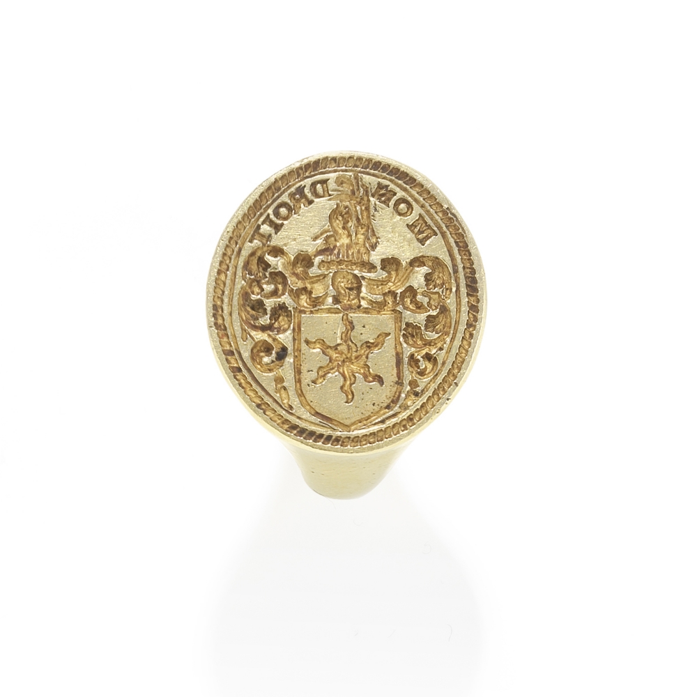 GOLD ENGRAVED SEAL RING, CIRCA 1550, AND A SILVER SEAL, CIRCA 1650-1700 (2) - Image 3 of 7