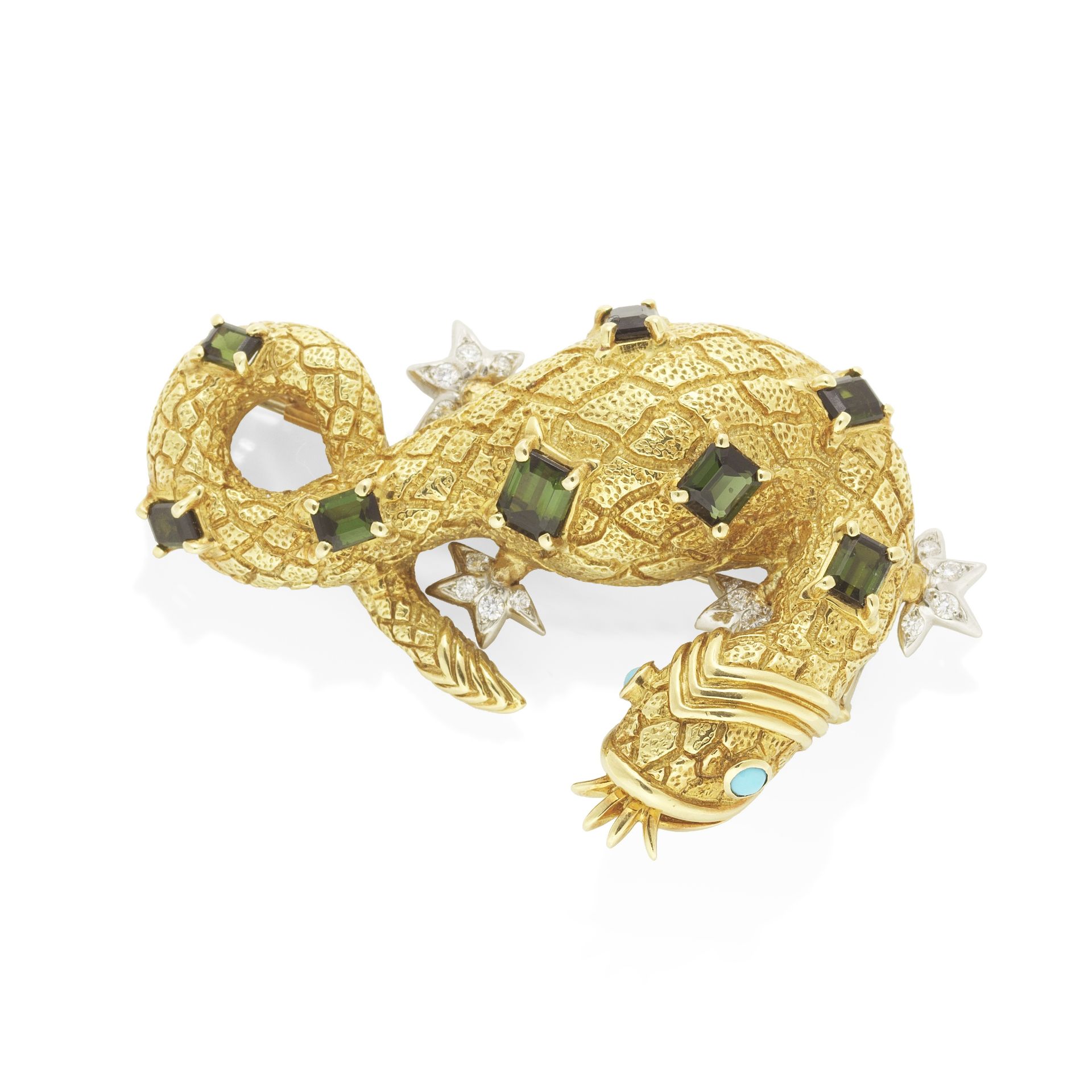 SCHLUMBERGER FOR TIFFANY & CO: GEM-SET SALAMANDER BROOCH, CIRCA 1960