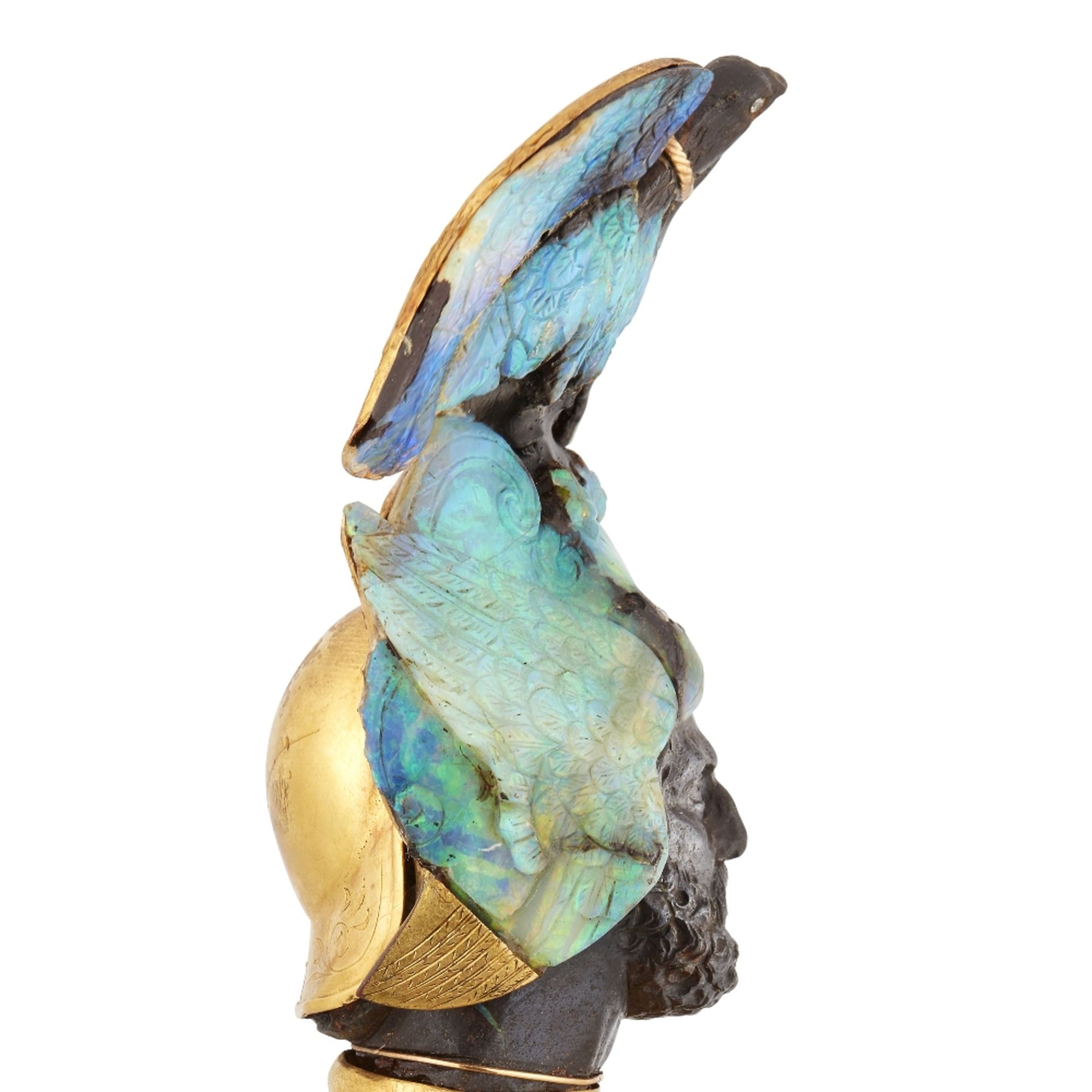 WILHELM SCHMIDT: AN EXCEPTIONAL BOULDER OPAL, GEM-SET AND HARDSTONE BUST, CIRCA 1890