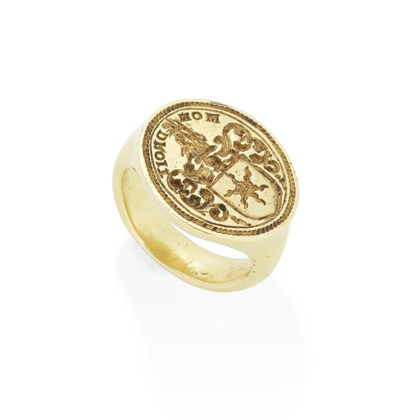 GOLD ENGRAVED SEAL RING, CIRCA 1550, AND A SILVER SEAL, CIRCA 1650-1700 (2)