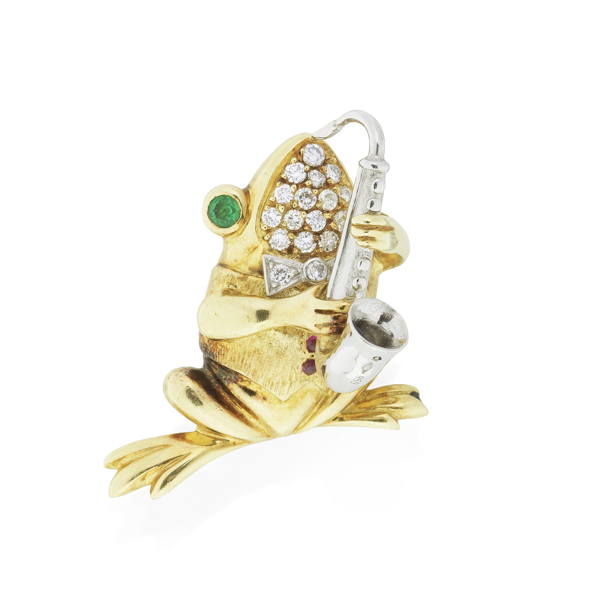 E WOLFE & CO: GEM-SET FROG BROOCH, 1990