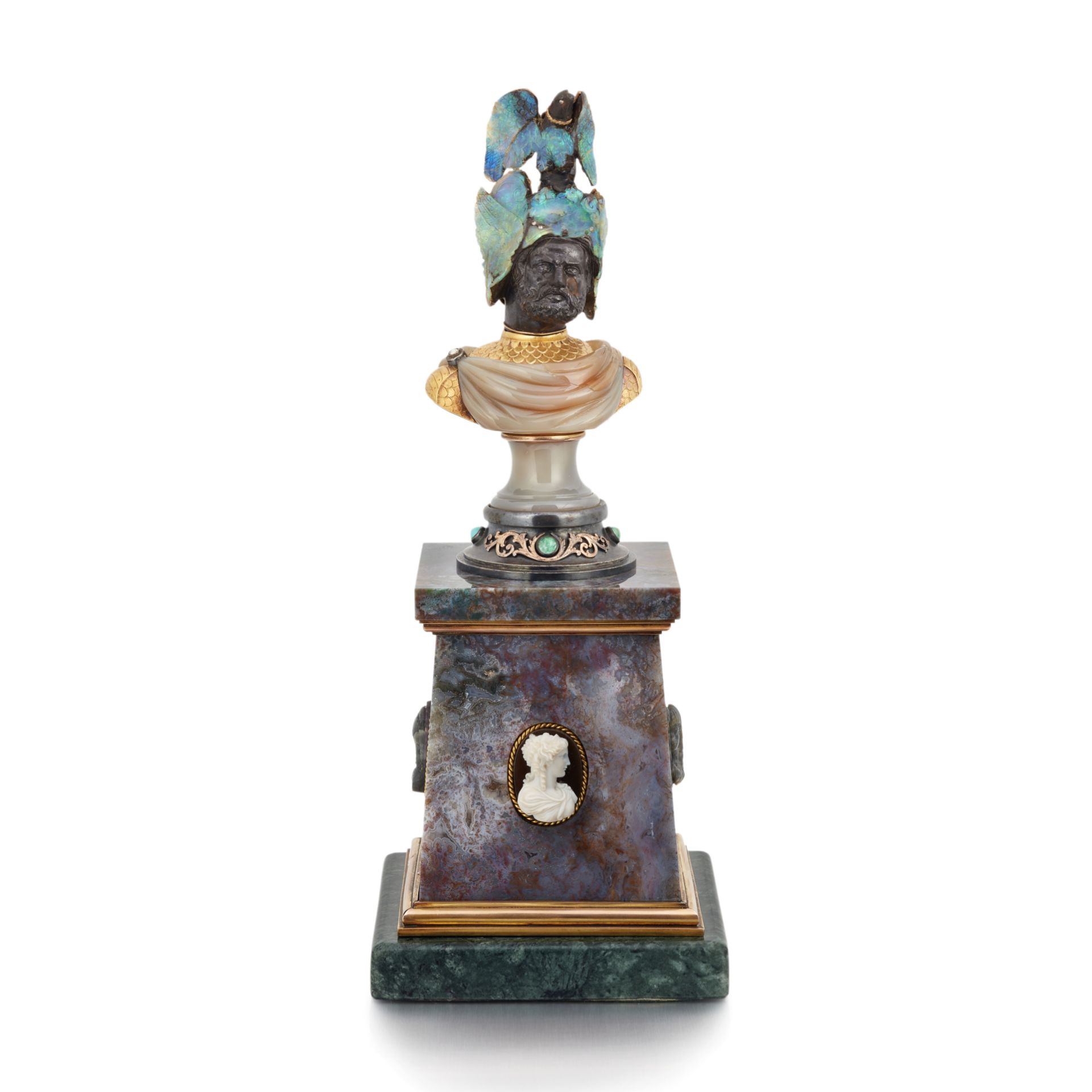 WILHELM SCHMIDT: AN EXCEPTIONAL BOULDER OPAL, GEM-SET AND HARDSTONE BUST, CIRCA 1890 - Image 19 of 32