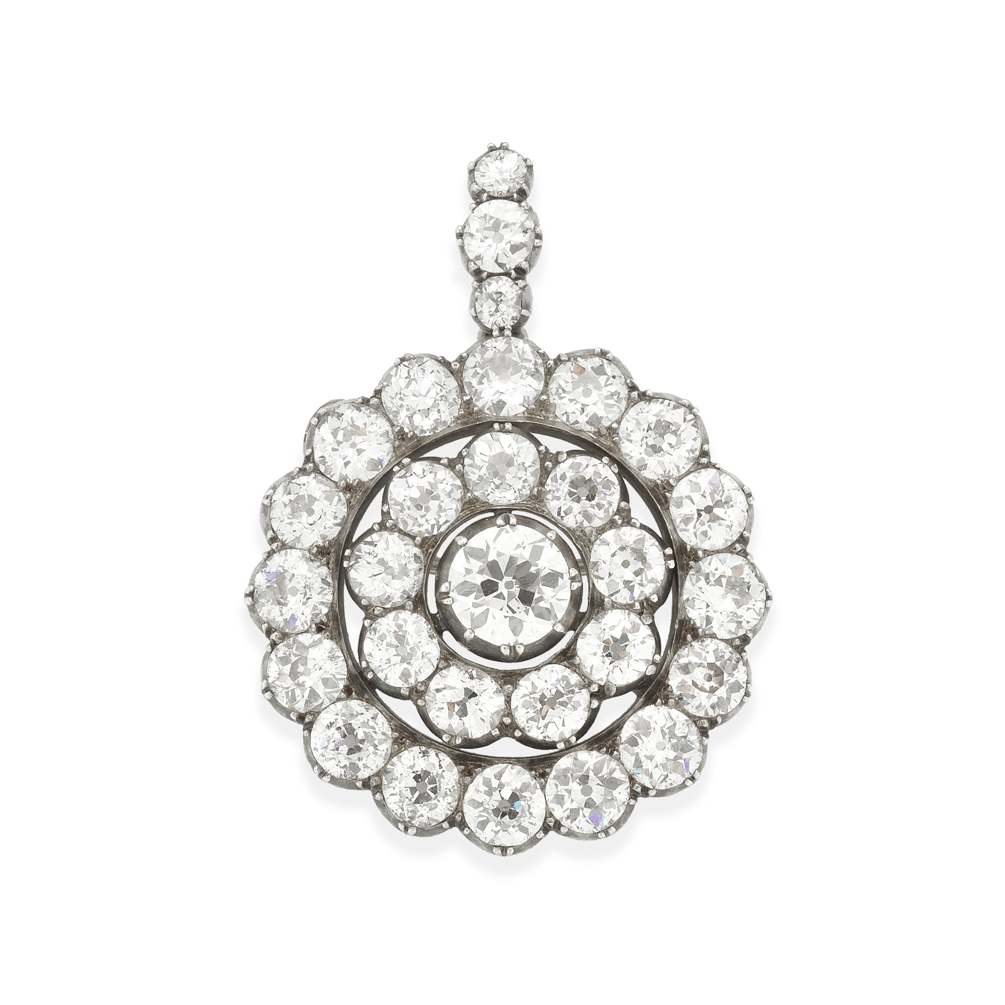 DIAMOND TARGET BROOCH/PENDANT, CIRCA 1890