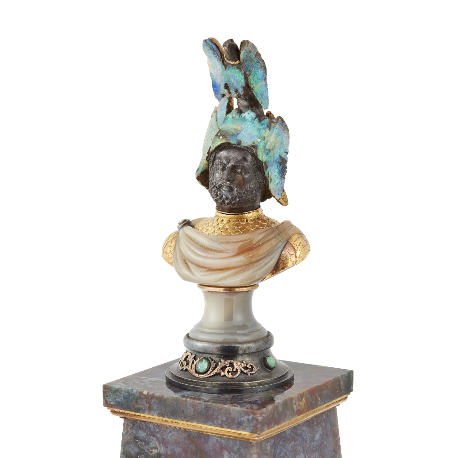 WILHELM SCHMIDT: AN EXCEPTIONAL BOULDER OPAL, GEM-SET AND HARDSTONE BUST, CIRCA 1890 - Bild 22 aus 32