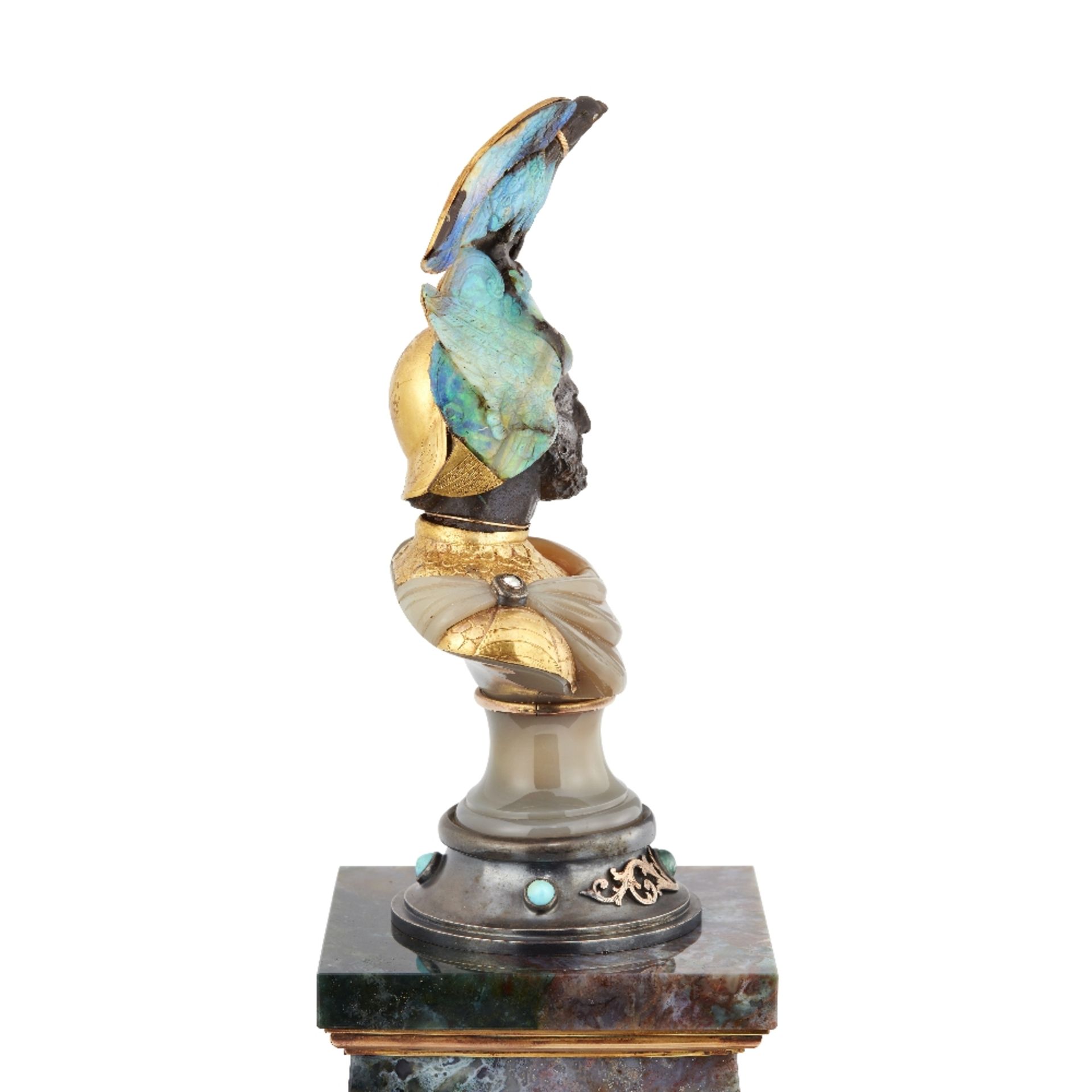 WILHELM SCHMIDT: AN EXCEPTIONAL BOULDER OPAL, GEM-SET AND HARDSTONE BUST, CIRCA 1890 - Image 4 of 32