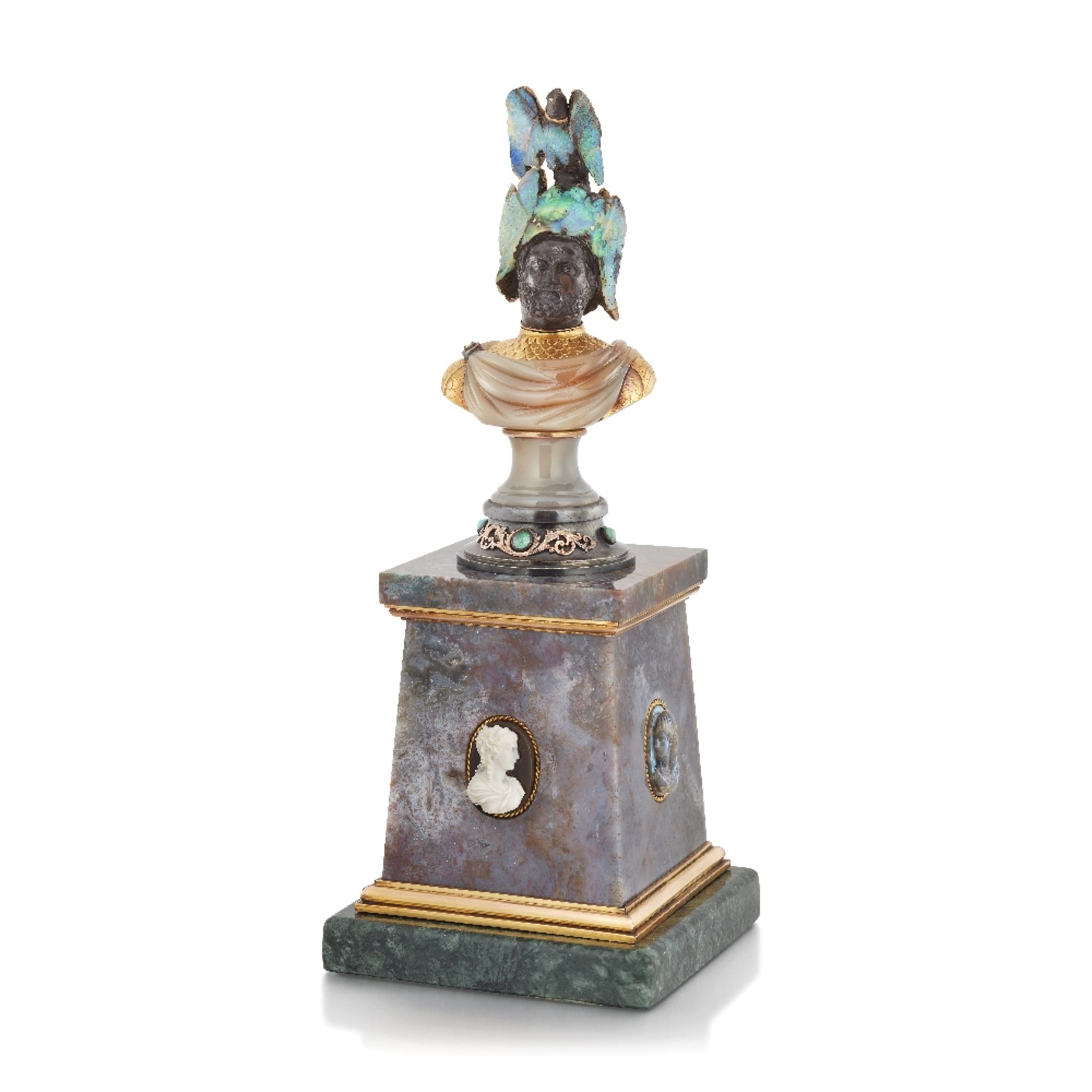 WILHELM SCHMIDT: AN EXCEPTIONAL BOULDER OPAL, GEM-SET AND HARDSTONE BUST, CIRCA 1890 - Bild 32 aus 32