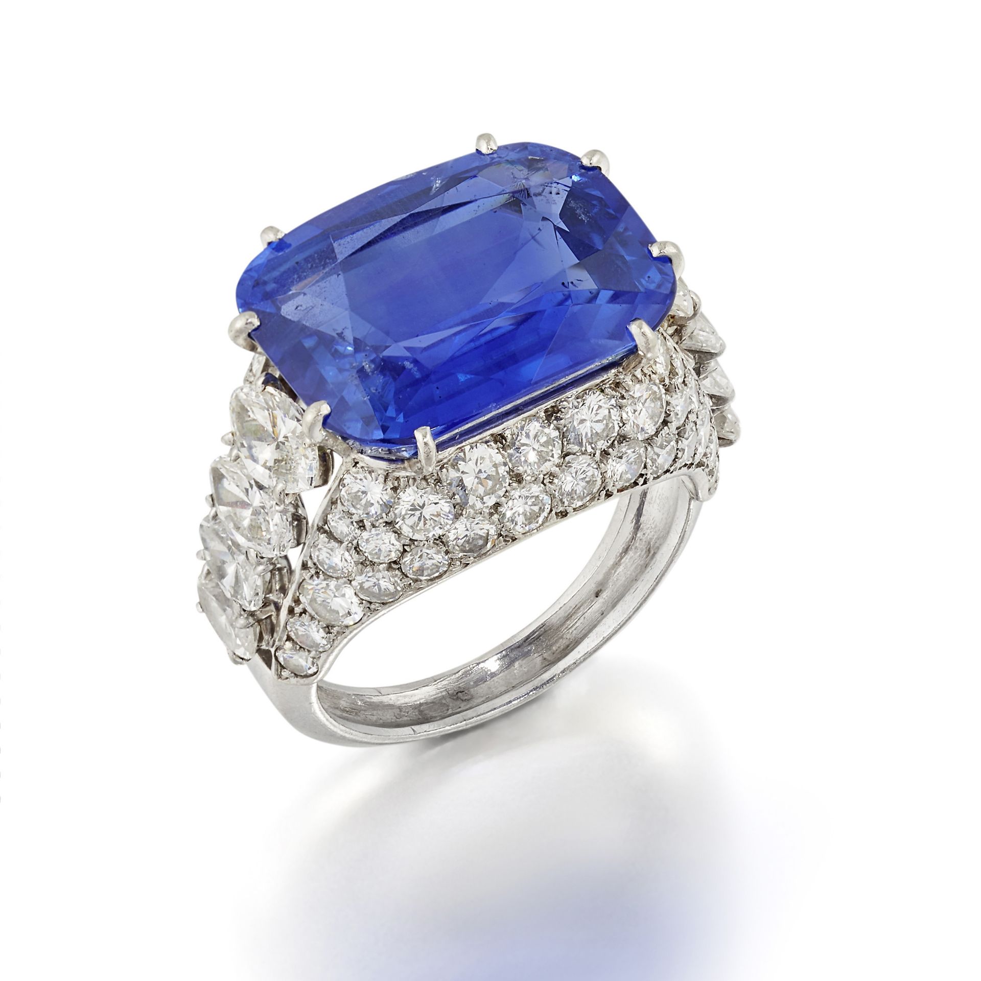 CARTIER: SAPPHIRE AND DIAMOND DRESS RING, MID 20TH CENTURY