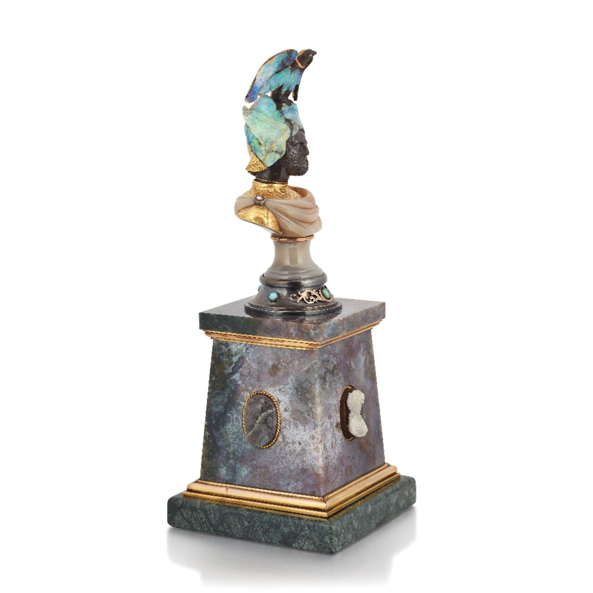 WILHELM SCHMIDT: AN EXCEPTIONAL BOULDER OPAL, GEM-SET AND HARDSTONE BUST, CIRCA 1890 - Bild 25 aus 32