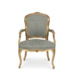A Louis XV carved giltwood fauteuil