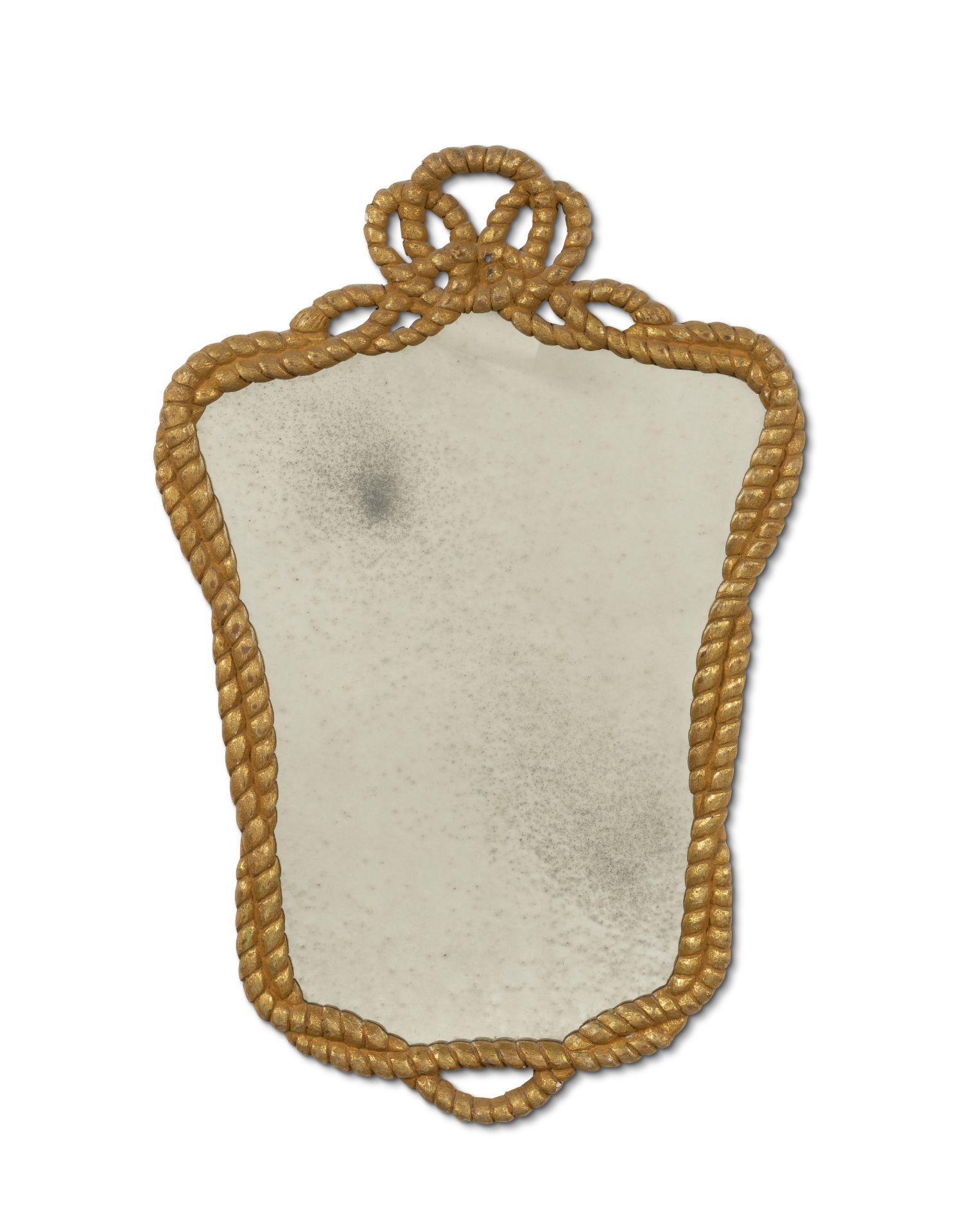 A carved giltwood cartouche-shaped mirror