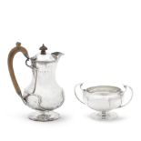 A George V silver coffee pot and sugar bowl Mark of Mappin & Webb, Birmingham, 1915 (2)