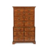 An early George II burr-elm and walnut chest-on-chest
