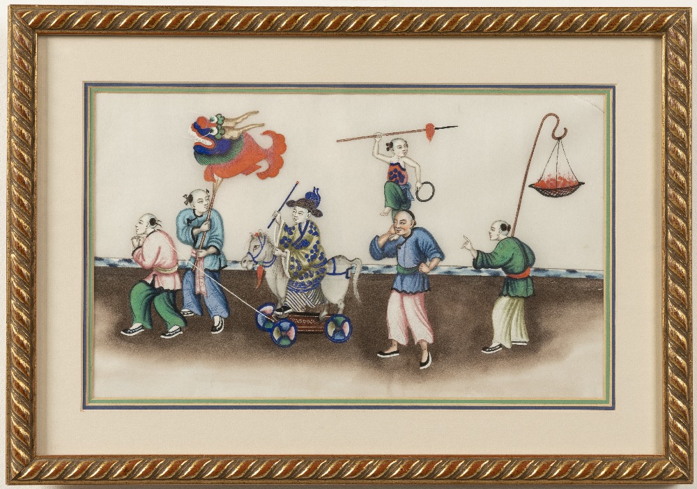 Chinese School, 19th Century Chinese festivals, pageants and parading figures in colourful costum... - Image 8 of 12