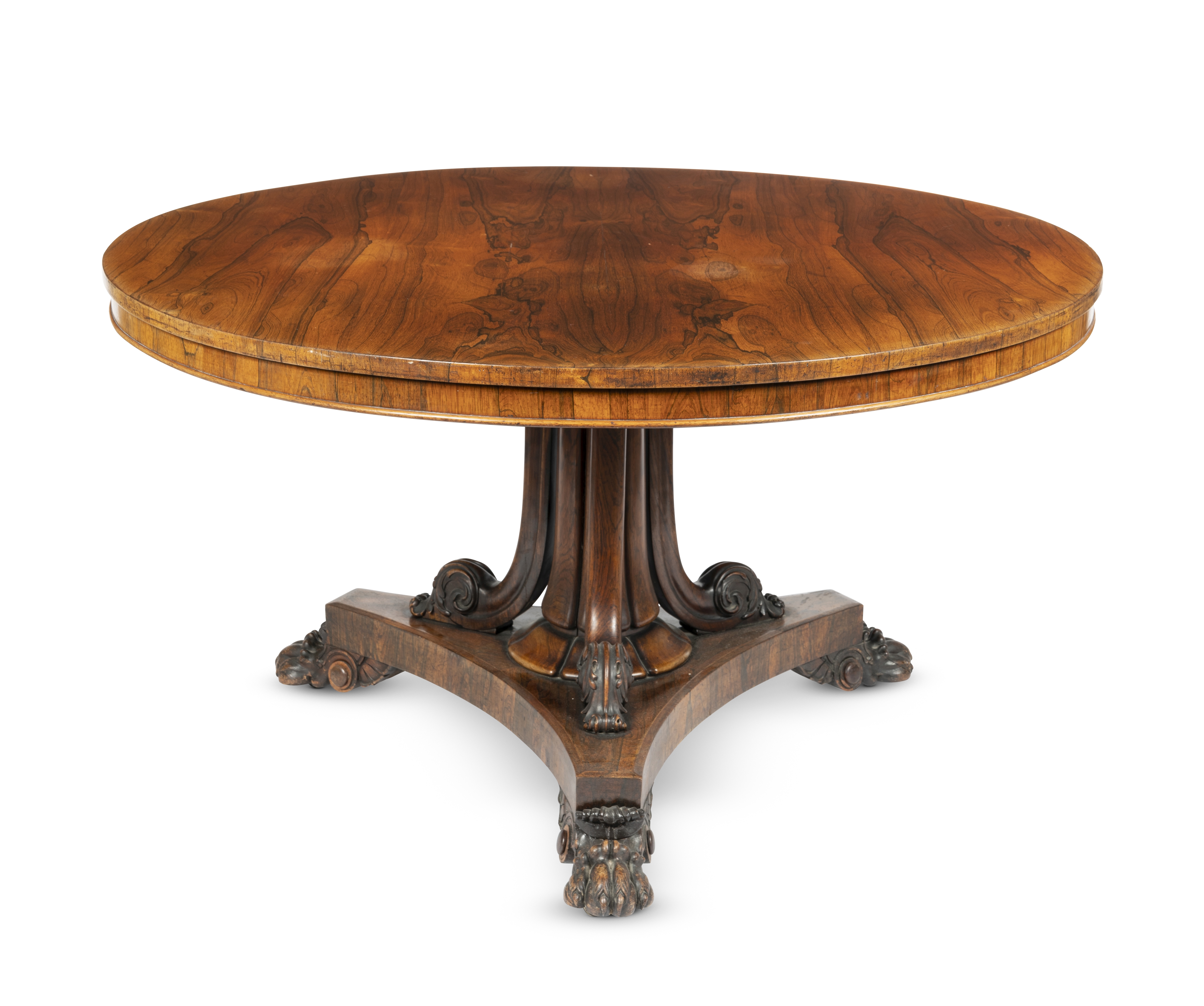 A William IV rosewood breakfast tableRetailed by James Winter