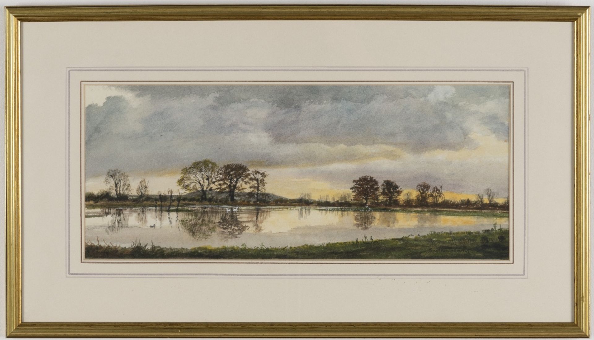 Jonathan Pomroy (British) Sunset behind South Lake, Slimbridge (together with another watercolour... - Bild 2 aus 4